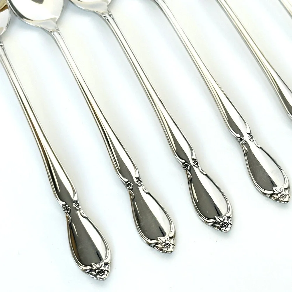 Oneida Stainless Flatware CHATELAINE Lot of 8 Iced Tea Spoons